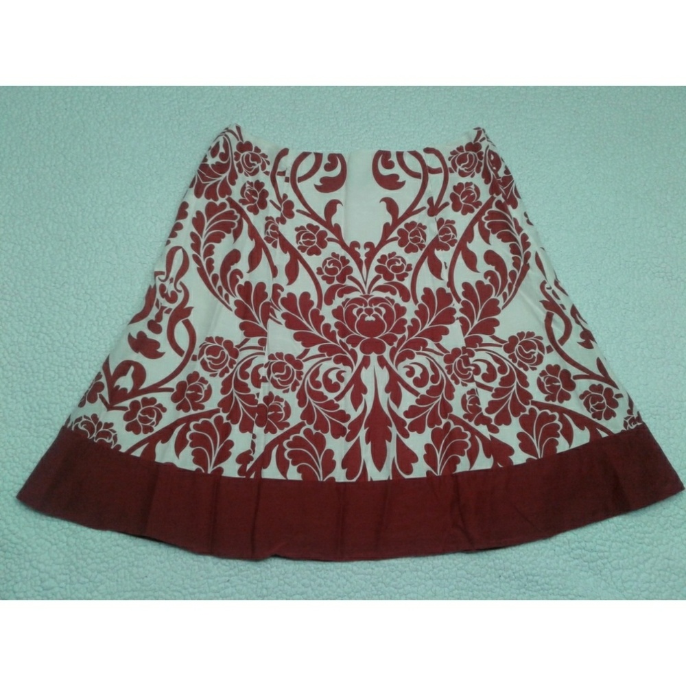 ANN TAYLOR red beige floral A line skirt s…